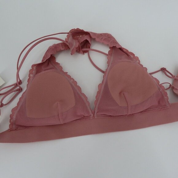 PINK Victorias Secret Small Lace Bralette V Neck Floral Flower Bra Strappy NEW - Picture 8 of 15